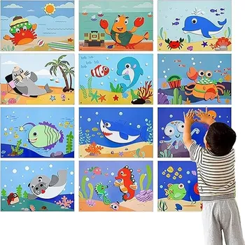 Obraz Hračky s nálepkami puzzle 3D 12 živých nálepek EVA zvířátka