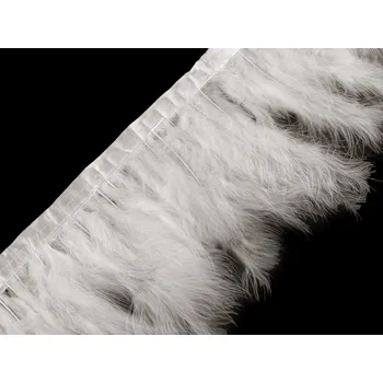 Prýmek - krocaní peří šíře 9-12 cm, barva 1 Off White