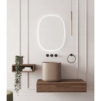 Zrcadlo Nástěnné Zrcadlo Hozze , kruhové, kovový rám, 600 x 800 mm