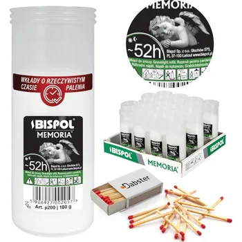 Svíčka Parafínové vložky do hřbitovních svíček BISPOL P200 52H 20 ks + zápalky DABSTER_ PL a38