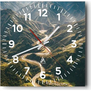 Hodiny Kuchyňské nástěnné hodiny 30x30 Krajina Skleněné hodiny do obýváku Moderní Tiché