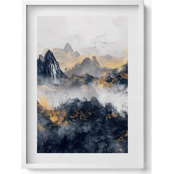 Obraz Dekorativní nástěnný obraz v rámu Abstraktní horská krajina v oblacích 50x70 cm