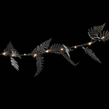 Vánoční dekorace SVĚTELNÝ ŘETĚZ STŘÍBRNÝ DEKORATIVNÍ MOTIV LISTŮ 25 LED 240 X 4 CM VNITŘNÍ