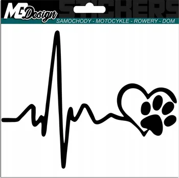 Samolepicí dekorace na vozidlo SAMOLEPKA na auto PULS ŽIVOTA TLAPKA SRDCE ZVÍŘE