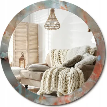 Zrcadlo Nástěnné Zrcadlo s ozdobným skleněným rámem Onyxové mramory průměr 90 cm