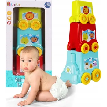 Hračka pro nejmenší Vláček se zvířátky, edukativní hračka pro děti 6m+ Bam Bam