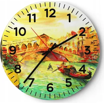 Hodiny Kuchyňské nástěnné hodiny 30x30 Benátky Moderní skleněné hodiny do obýváku Tiché