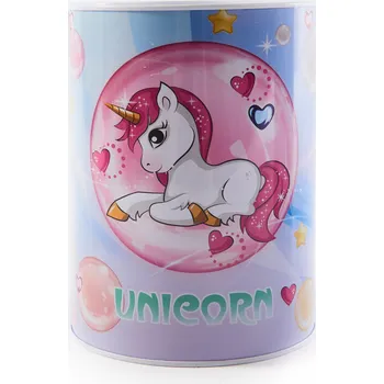 Pokladnička JEDNOROŽEC POKLADNIČKA KOVOVÁ PLECHOVKA RŮZNÉ BARVY