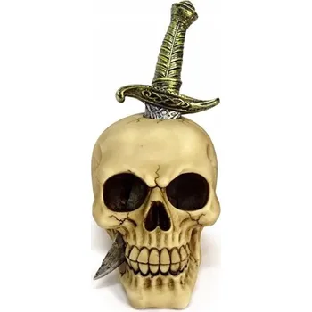 Obraz Dekorativní lebka probodnutá mečem - skull 20cm