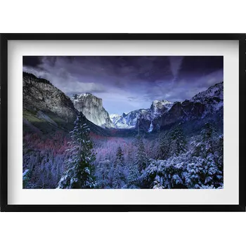 Obraz Závěsný obraz na zeď dekorace do bytu Zimní krajina hor a lesa 70x50 cm