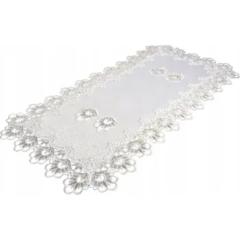 ubrus Bílý běhoun na stůl/lavici s krajkou, 60x120 cm