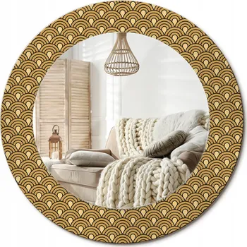 Zrcadlo Zrcadlo se skleněným rámem a dekorativním potiskem Retro vzor průměr 50 cm