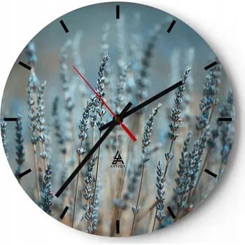 Hodiny Nástěnné hodiny do kuchyně 30x30 Levandule Skleněné hodiny do obýváku Loft Tiché