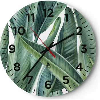 Hodiny Nástěnné hodiny do obýváku 40x40 Listy Kulatý Skleněné hodiny Loft Tiché