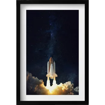 Obraz Dekorace obraz s grafikou v krásném rámu Startující raketoplán do vesmíru 40x60 cm