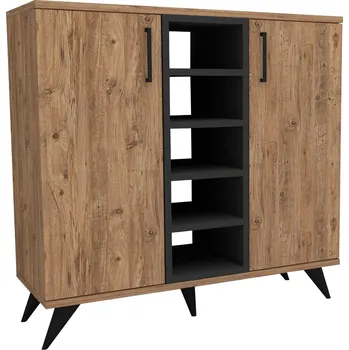 Komoda SALAMINA regál se skříňkou, borovice Atlantic / antracit