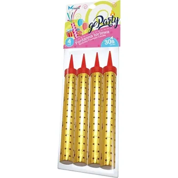 Dortová svíčka Dortová fontána zlatá 10 cm, 4 kusy