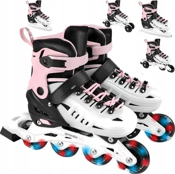 Kolečkové brusle Dětské Brusle 2v1 Spokey KIDO nastavitelné 4v1 s LED kolečky, velikost 29-33