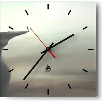 Hodiny Velké nástěnné hodiny na zeď 40x40 Klif Skleněné hodiny Čtvercové Tiché