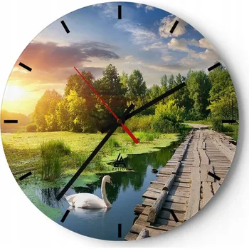 Hodiny Velké nástěnné hodiny 40x40 Krajina Skleněné hodiny Kulatý Tiché