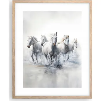 Obraz Obraz plakát na zeď v rámu světlý dub 40x50 koně foto plakáty do obýváku