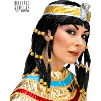 Karnevalová paruka Kleopatra, paruka s čelenkou a límcem