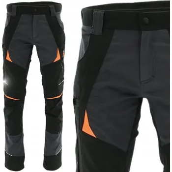 Pracovní obuv Pánské pracovní kalhoty BOZP oranžové, odolné, pohodlné, s reflexními prvky, do pasu, velikost 48