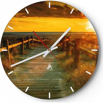 Hodiny Velké nástěnné hodiny 40x40 Krajina Skleněné hodiny Kulatý Tiché