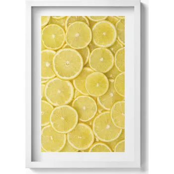 Obraz Dekorativní nástěnný obraz v bílém rámu do pokoje Ovoce citrony 40x60 cm