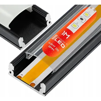 LED osvětlení LED profil pro PÁSEK Černý + KRYT Transparentní