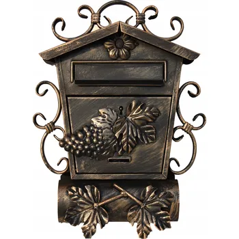 Poštovní schránka Poštovní schránka ruční výroby s držákem na noviny Roman zlatá