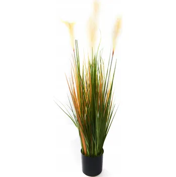 umělá květina VELKÁ FEJKA V KVĚTINÁČI UMĚLÁ TRÁVA PAMPAS 90 CM