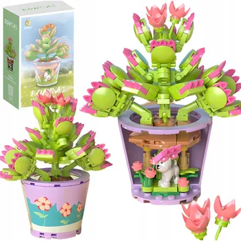 ostatní stavebnice SADA STAVEBNICE KVĚTINY ROZTOMILÝ ŠTĚNĚ V 3D KVĚTINÁČI OBOUSTRANNÉ ROSTLINY