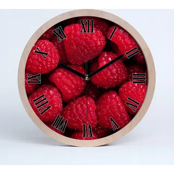 Hodiny Dřevěné nástěnné hodiny kulatý malinové fi 30 cm