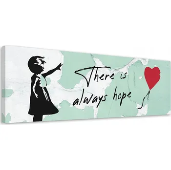 Obraz OBRAZ DO LOŽNICE Banksy Dívka s balónkem NA PLÁTNĚ 120x40