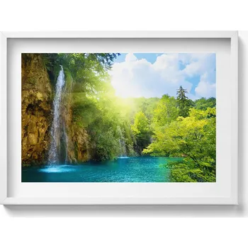 Obraz Závěsný obraz na zeď dekorace do domu Krajina modrá laguna 70x50 cm