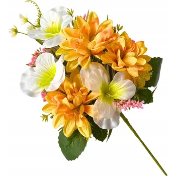 umělá květina Umělá kytice Jiřina 43 cm pro Aranžmá Květinová Kompozice Bílá Žlutá