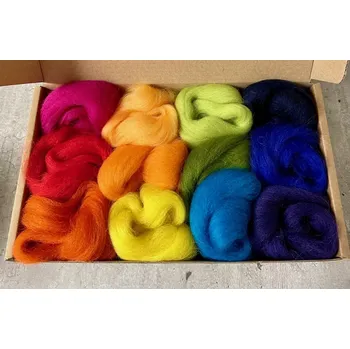 Ovčí rouno Ovčí rouno česané - sada barvy duhy 50g