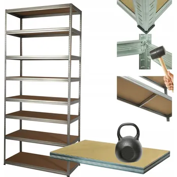 Dílenský regál Kovový pozinkovaný regál do skladu HELIOS 270x75x30cm, 8 polic x 175kg, VYSOKÝ