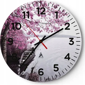 Hodiny Nástěnné hodiny do obýváku 40x40 Krajina Kulatý Skleněné hodiny Loft Tiché