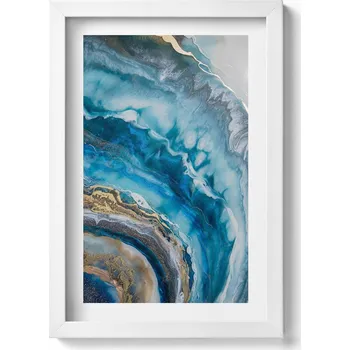 Obraz Dekorativní nástěnný obraz v bílém rámu Modrá mramorová abstrakce 20x30 cm