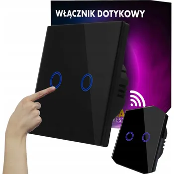 vypínač Dotykový spínač světla WIFI dvojitý ČERNÝ ZN