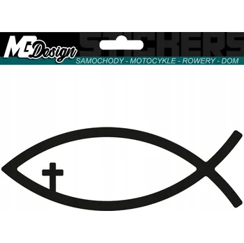 Samolepicí dekorace na vozidlo NÁLEPKA na auto RYBA KŘESŤANSKÁ KŘÍŽ 5x15 cm