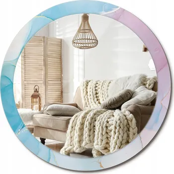 Zrcadlo Zrcadlo s potiskem do koupelny v předsíni Mramorový styl fi 90 cm