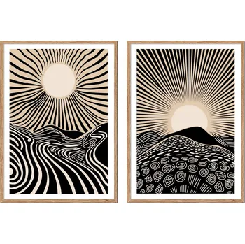 Obraz DYPTYCH Sada 2 OBRAZŮ V RÁMU Psycho ZÁPAD SLUNCE hypnóza P2554_43x53