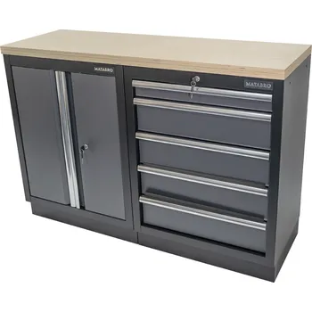 Dílenský stůl Matabro AKČNÍ SET Dílenská skříňka MB-TGC1305 a MB-TGC1300 s dřevěnou pracovní deskou MB-TGW53