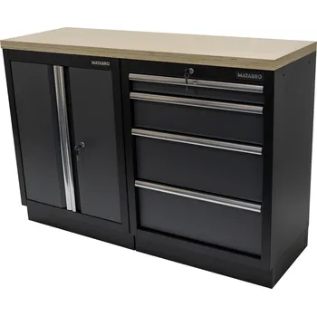 Dílenský stůl Matabro AKČNÍ SET Dílenská skříňka MB-TGC1304 a MB-TGC1300 s dřevěnou pracovní deskou MB-TGW53
