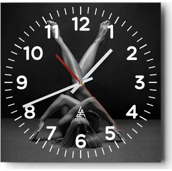 Hodiny Kuchyňské nástěnné hodiny 30x30 Žena Skleněné hodiny do obýváku Moderní Tiché