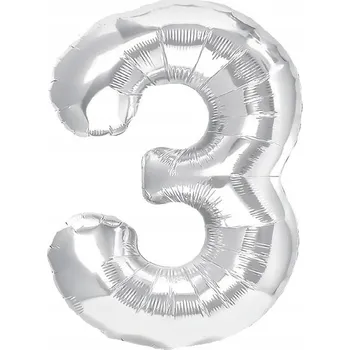 Balónek Fóliový balónek na hélium ČÍSLICE 3 - stříbrný - 100 cm