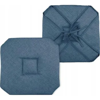 Polštář Polštář na židli/taburet BEA 40x40 cm tmavě modrý s tkaničkami na zavazování GLAM